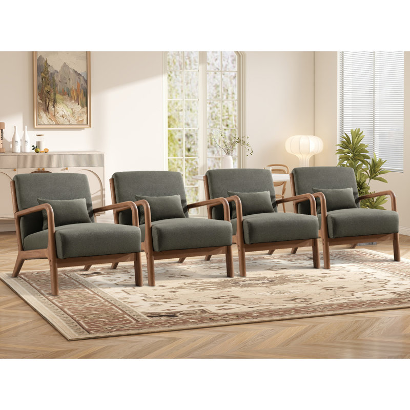 Chaise d'appoint rembourrée de 25,78 po de largeur Mid-Century avec coussin supplémentaire Cashel (ensemble de 4)