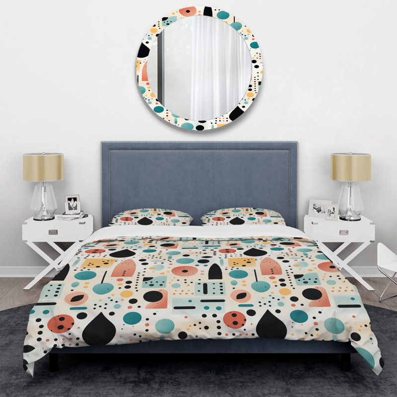 Literie douce à géométrie de couleur collage Serenade I, Housse de couette pour très grand lit et 2 très