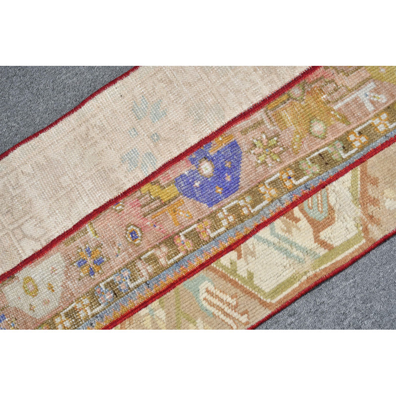 Tapis de couloir turc Oushak fait à la main avec un design rétro unique, idéal pour la décoration intérieure brun / beige