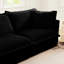 Fauteuil à assise profonde avec coussins larges et larges - Tissu en velours côtelé noir respirant pour la détente