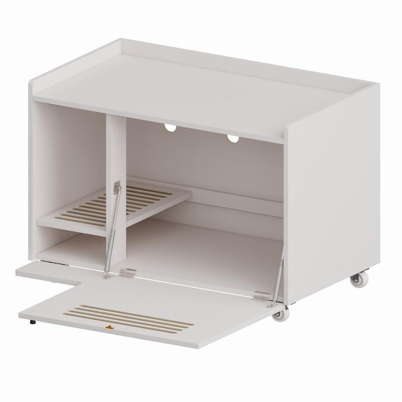 Boîte à litière pour chat avec clôture latérale supérieure et roues, Blanc