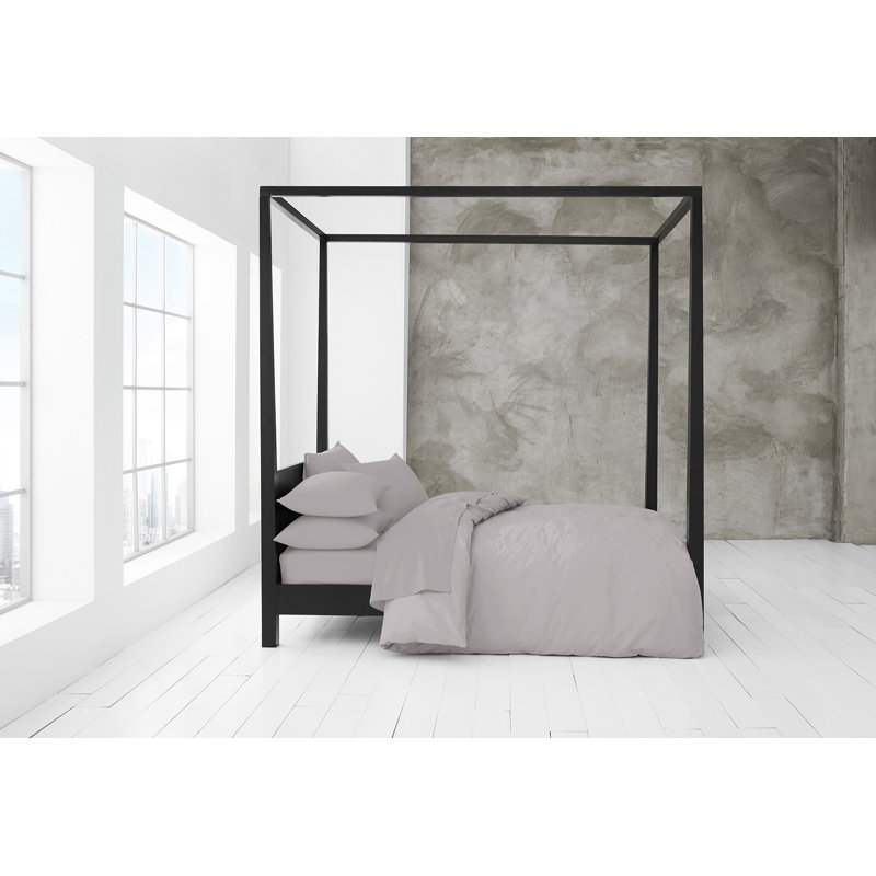 Cotton Blend Plain Dyed Duvet Cover Set with Pillowcases | Premium Polycotton Bedding for Comfort & Style, Grey