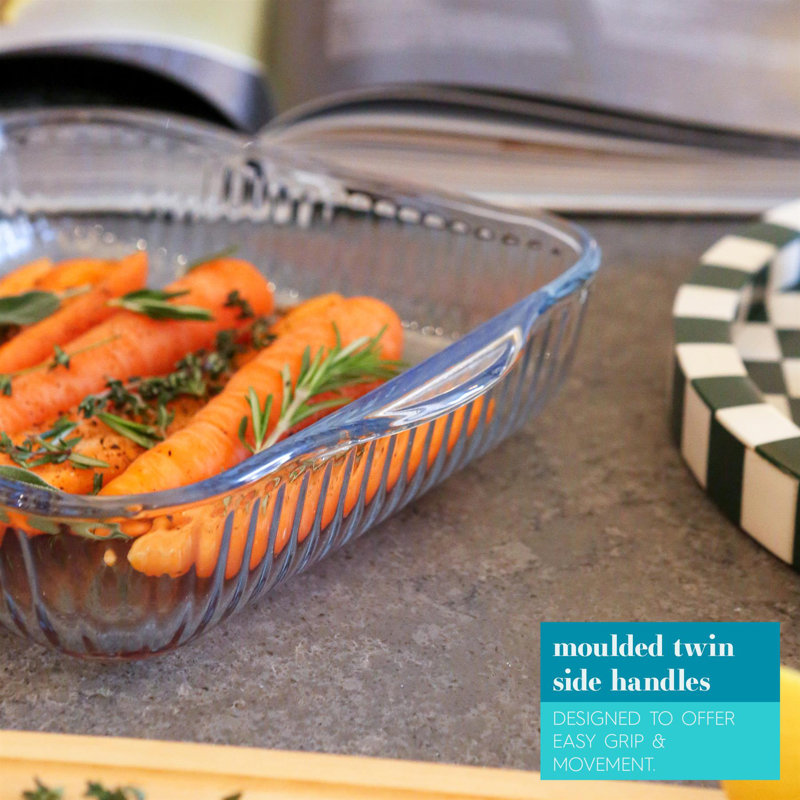 Argon Tableware - Optical Square Glass Oven Baking Dishes - Set of 2, 21cm x 24cm