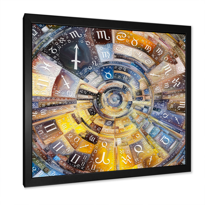 Astrologie abstraite Vortex - reproduction d'art sur toile, Cadre photo noir, H 16 po x l 16 po x P 1 po