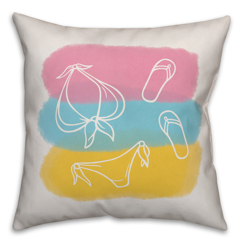 Striped Reversible Throw Pillow, 16" x 16", Polyester/Polyfill