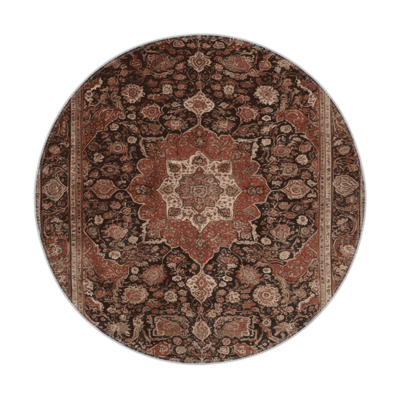Persian Brown Indoor and Outdoor Area Rug, Rectangle 5' x 7'