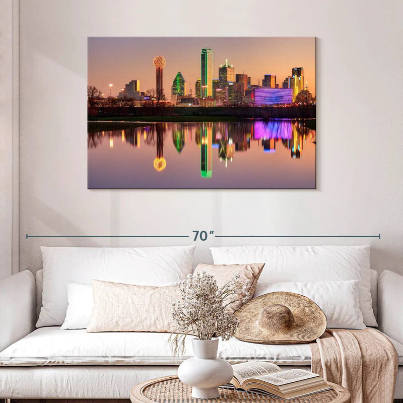 Skyline de nuit Sirci Dallas, H 30 po x l 45 po