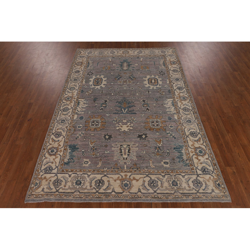 Gray Turkish Oushak Vegetable Dye Area Rug