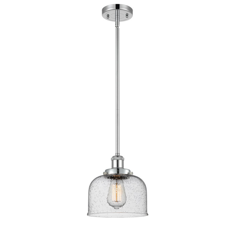 Mini luminaire suspendu en forme de tige 8 po Ballston Urban Bell, Grainé, Chrome poli, Ampoule non incluse