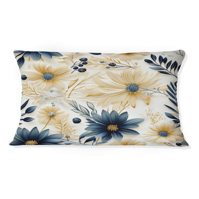 Blue and White Coastal Retreat Seashells - Coussin décoratif à imprimé floral