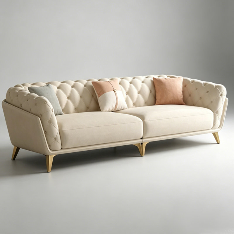 Coussin modulaire beige en polyester, H 28,74 po x l 94,49 po x P 39,37 po