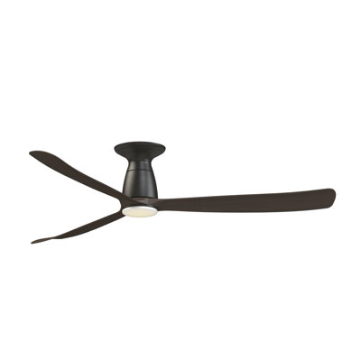 Kute 60 inch Flush Indoor/Outdoor Smart Ceiling Fan with LED CCT Select Light Kit - Dark Bronze with Dark Walnut Blades