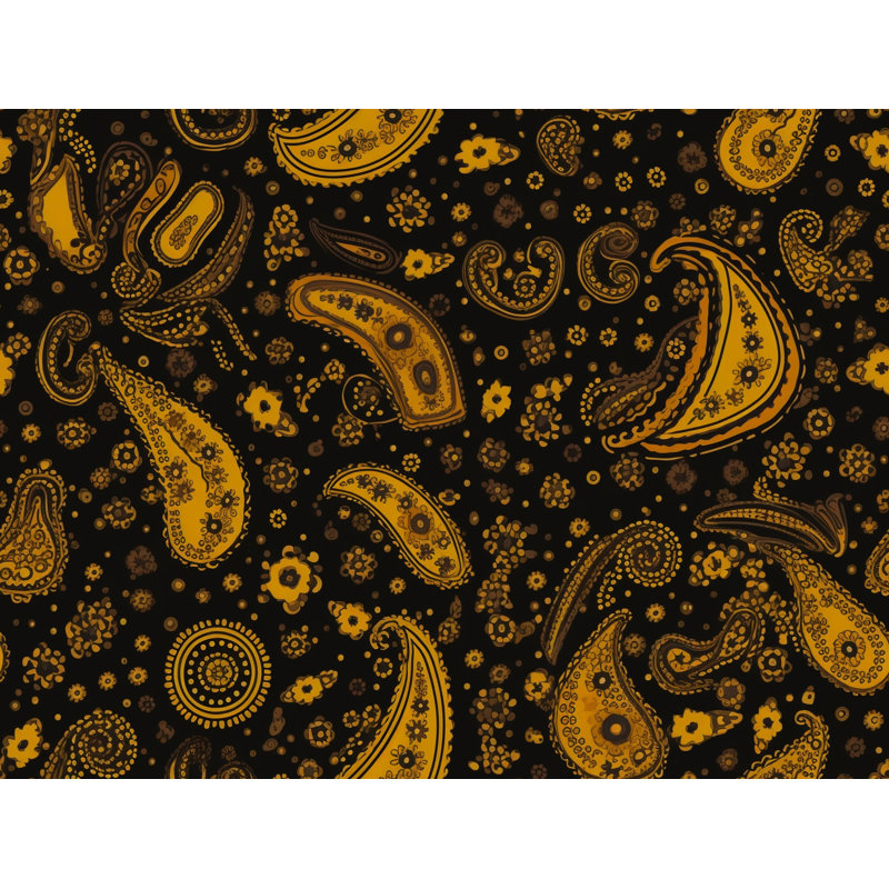 Machine Printed Throw Blanket, 51" W x 60" L, Black/Gold