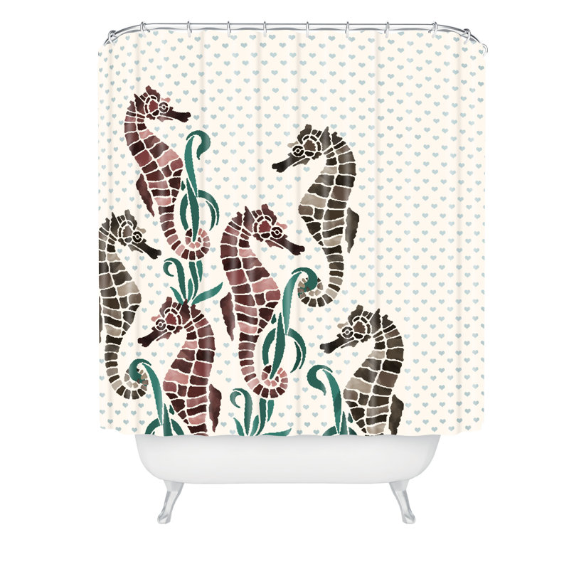 Rideau de douche simple belle13 hippocampe love