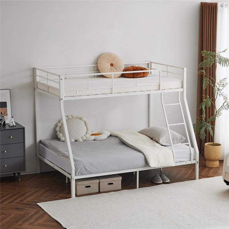 Twin Over Full Size Bunk Bed For Kids Teens Adults/Flat Steps/Heavy Duty Metal Slat