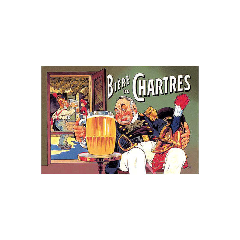 Biere de chartres par eugene oge affiche rétro, H 28 po x l 42 po x P 1,5 po
