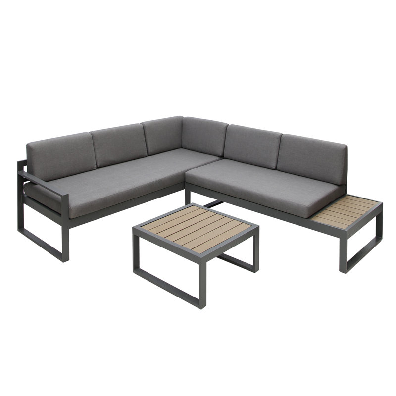 Janniyah 5 - Person Seating Group with Cushions, Dark Grey, Grey