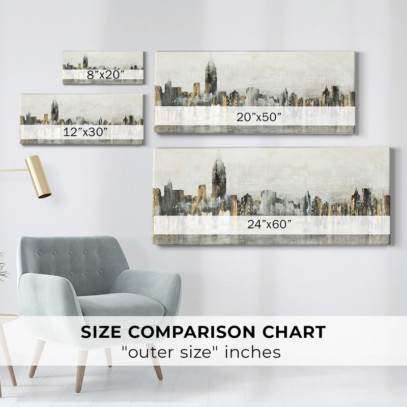 Bright City Lights - Impression sur toile tendue, H 8 po x l 20 po x P 1,5 po, Sans cadre