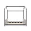 Lit double en bois de velours, gris