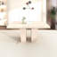 Table de salle à manger rectangulaire extensible pour 6 à 10 personnes, dimensions 160 x 200 cm, design veiné, style simple et élégant, beige, 8 places assises, plateau épais, grande stabilité, construction robuste