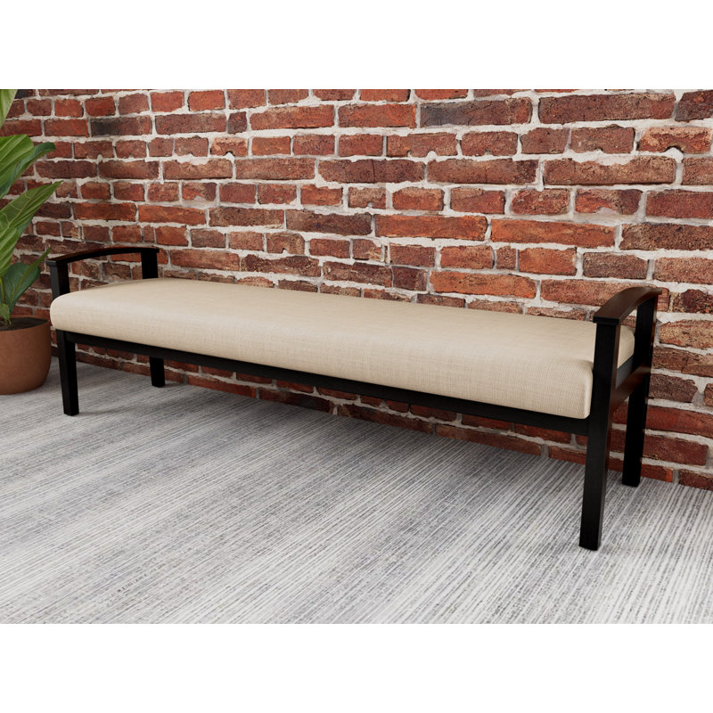 Banc en bois massif Amherst, Noir, Chambray calcaire