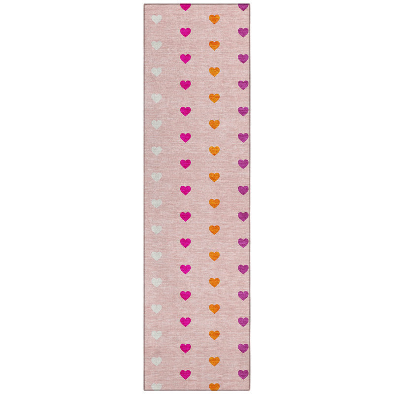 Machine Washable Indoor/Outdoor Chantille ACN2510 Kids Rug, Runner 2'3" x 7'6", Pink