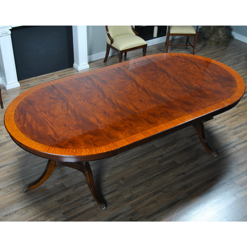 Extendable Mahogany Oval Solid Wood Dining Table