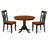 3 Piece Kitchen Table & Chairs Set Contains a Round Dining Room Table with Pedestal and 2 Solid Wood Seat Chairs, Black & Cherry-1029419006-1029419002