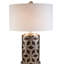 Grande lampe de table 29,5 "en polyrésine tissée argentée