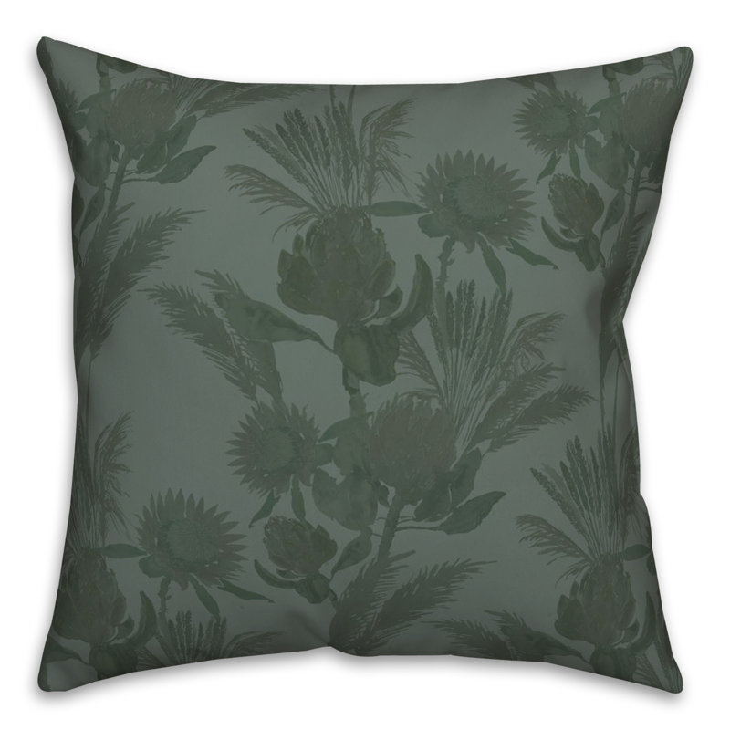 Floral Reversible Throw Pillow, Green