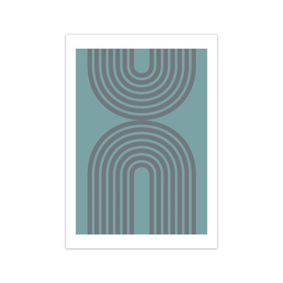 Grey And Blue Modern Rainbow - Print