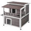 Abri pour chat extérieur en bois avec balcon et toit