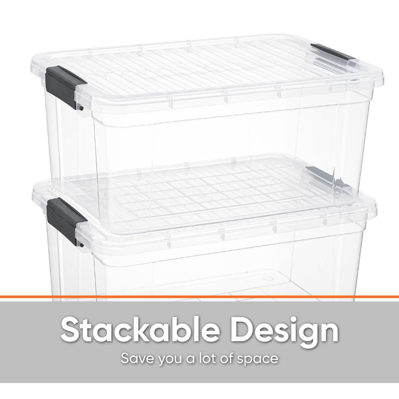  Boîte de rangement transparente avec couvercle, 36 bacs en plastique pour l'organisation, caisses empilables, sans BPA, non toxique, sans odeur, organisateurs pour la maison, le bureau, l'école et le dortoir, paquet de 10