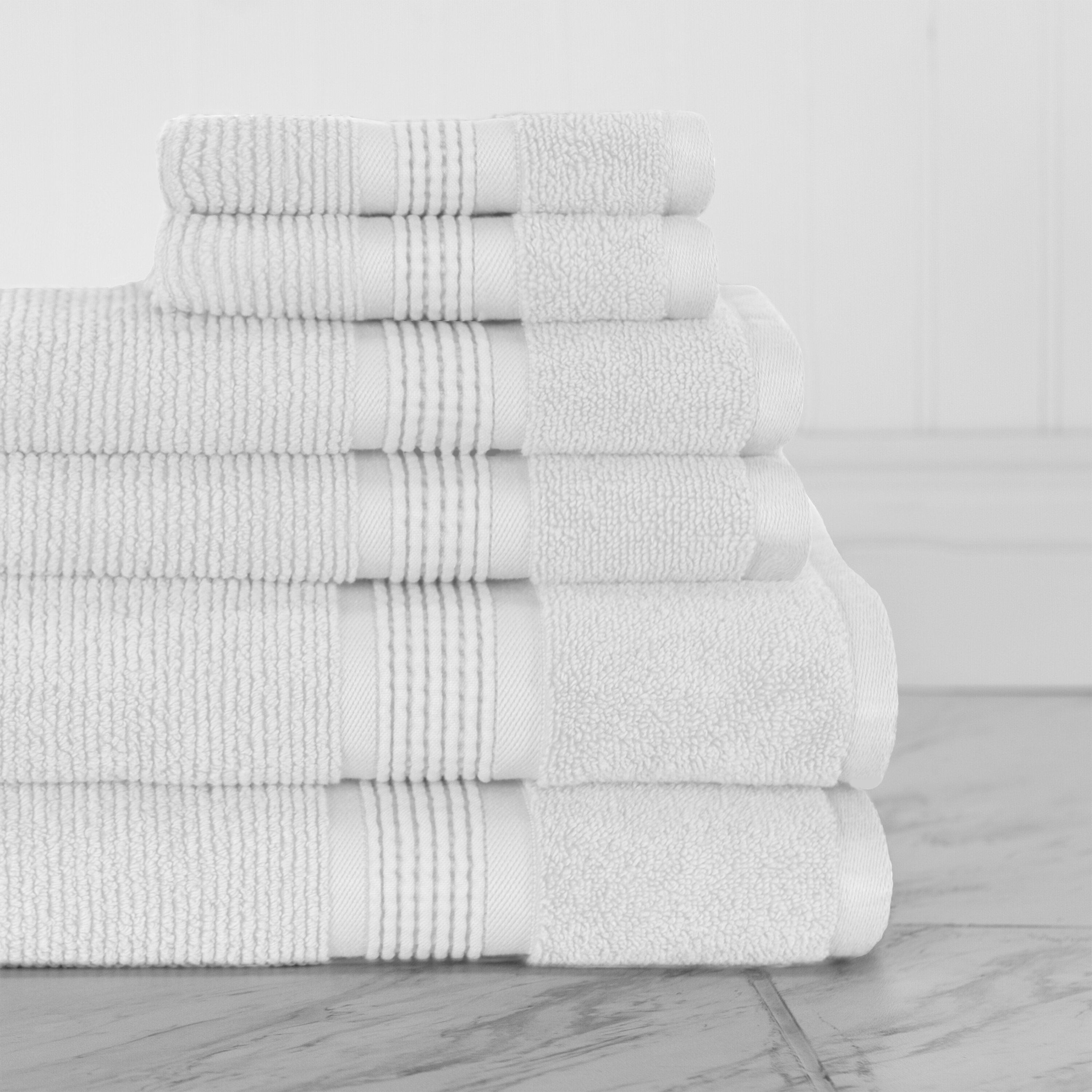 Shop Marle 100% Cotton Dobby Yarn Dyed 6 Piece Towel Set Natural, Bath  Towels