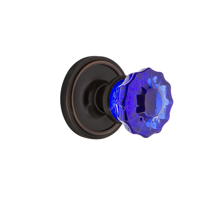 Rosette classique avec bouton de porte cristal cobalt, Bronze intemporel