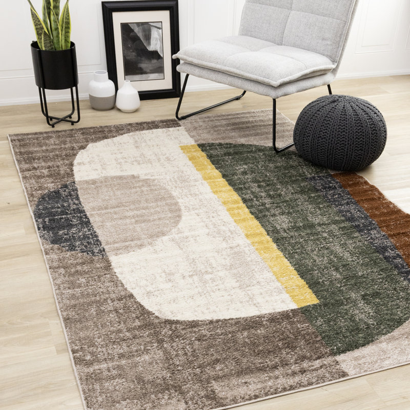Tapis à motif géométrique moderne abstrait Traeton, Rectangle 5 pi 3 po x 7 pi 7 po