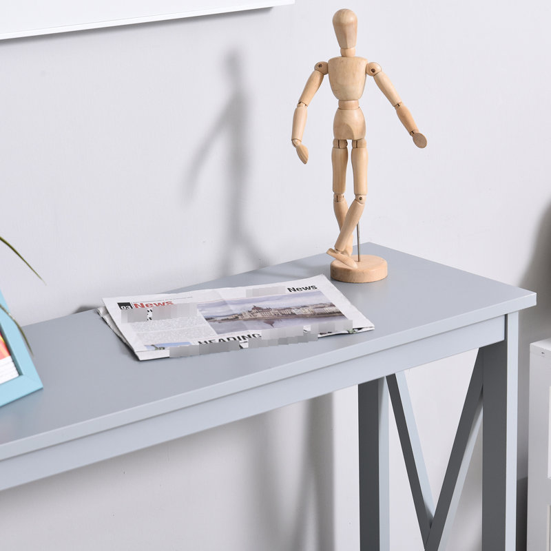 Console de couloir grise avec tablette de rangement, pour vestibule, rangement dans le salon 2