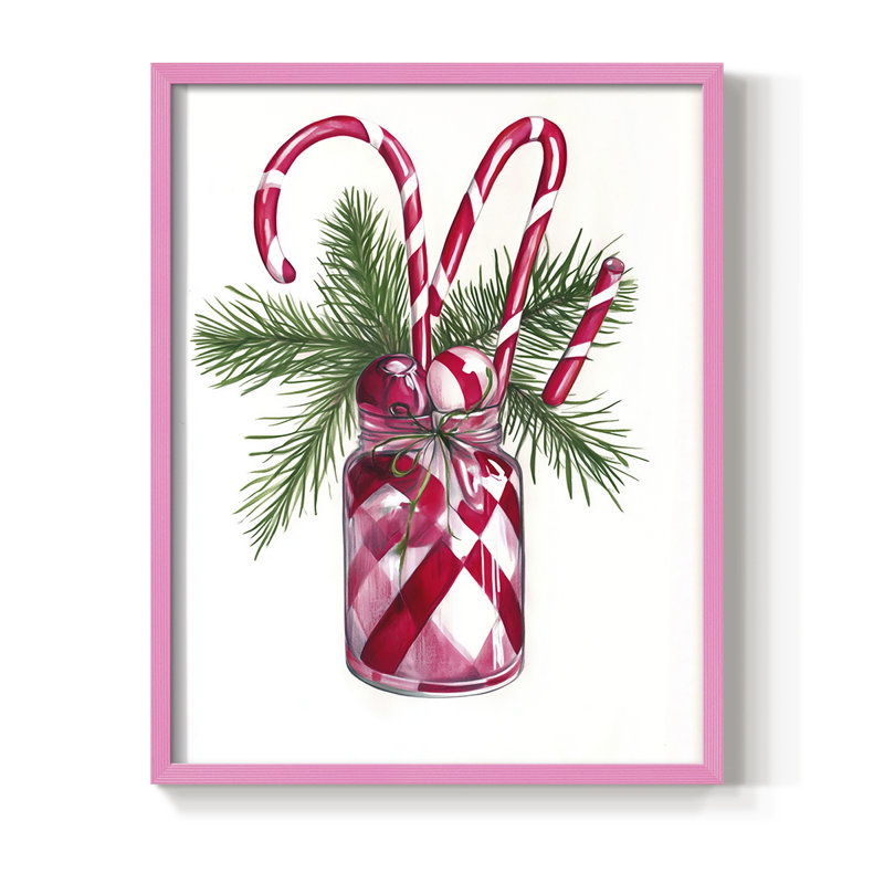 Reproduction encadrée - bois massif, H 21 po x l 17 po, Rose