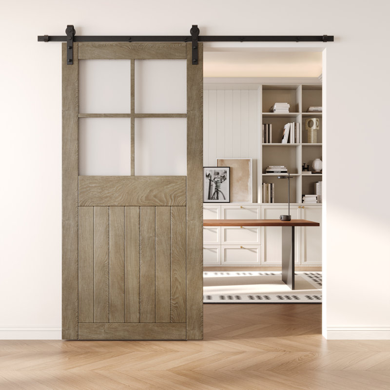 Porte de grange coulissante en bois massif non assemblé 50 x 84, 50 po x 84 po