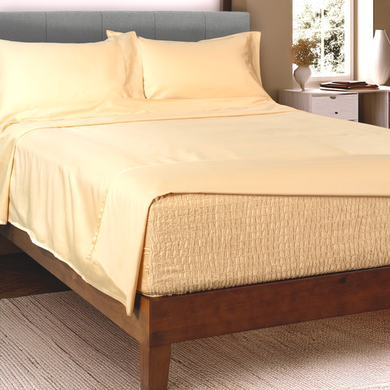Ensemble de draps 300 fils en coton BedTite, Ensemble de drap pour lit très grand avec drap-ho, Taupe