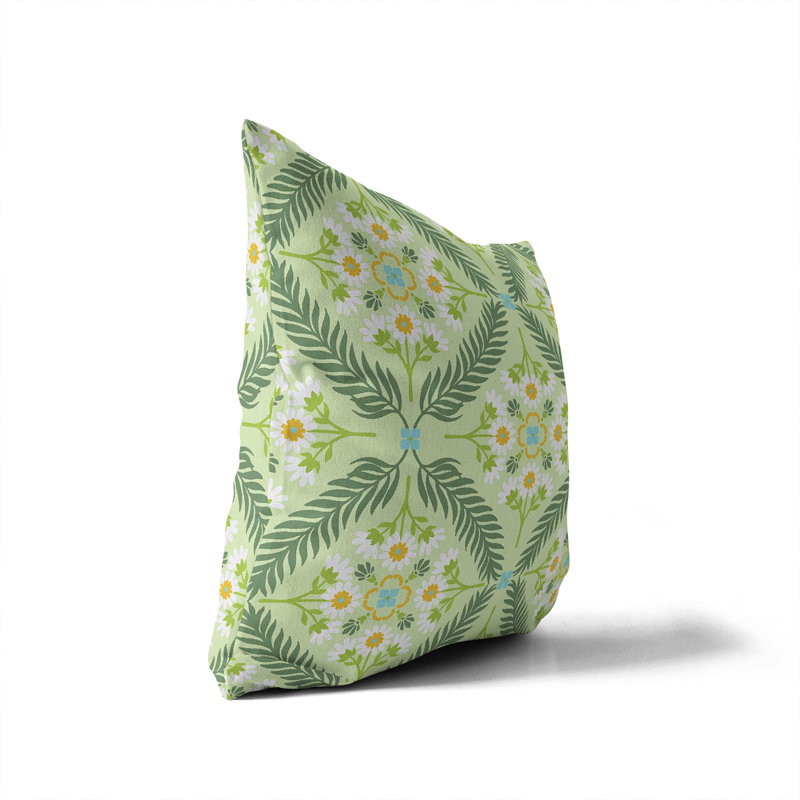 Eden Outdoor Pillow, Lime Floral, Square 18"