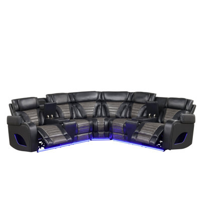 Ibiza Power/Power Black Reclining Sectional