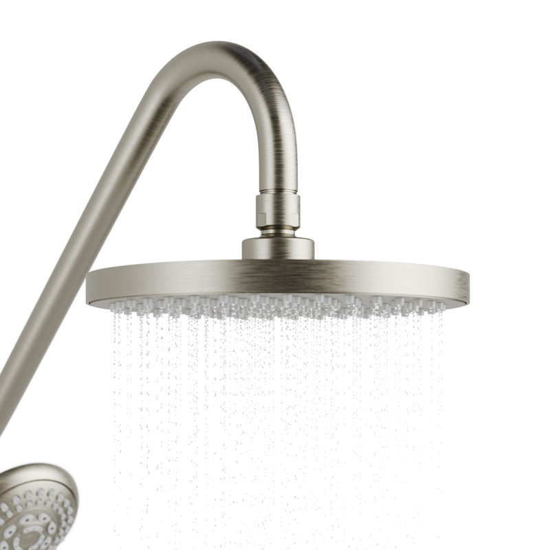 Brushed Nickel Adjustable Rain Shower System with Handheld