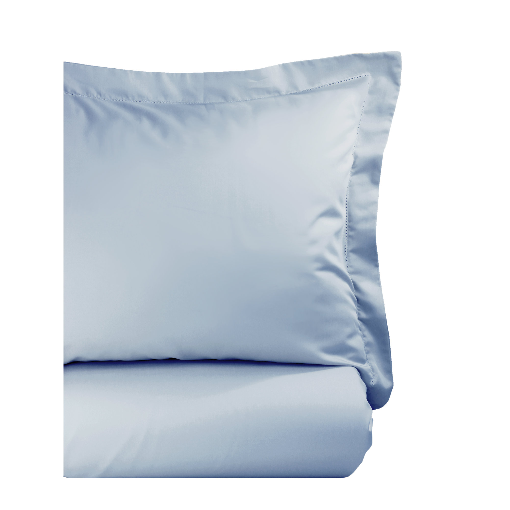 Hemstitch Cotton Duvet Cover Set, Blue, Twin