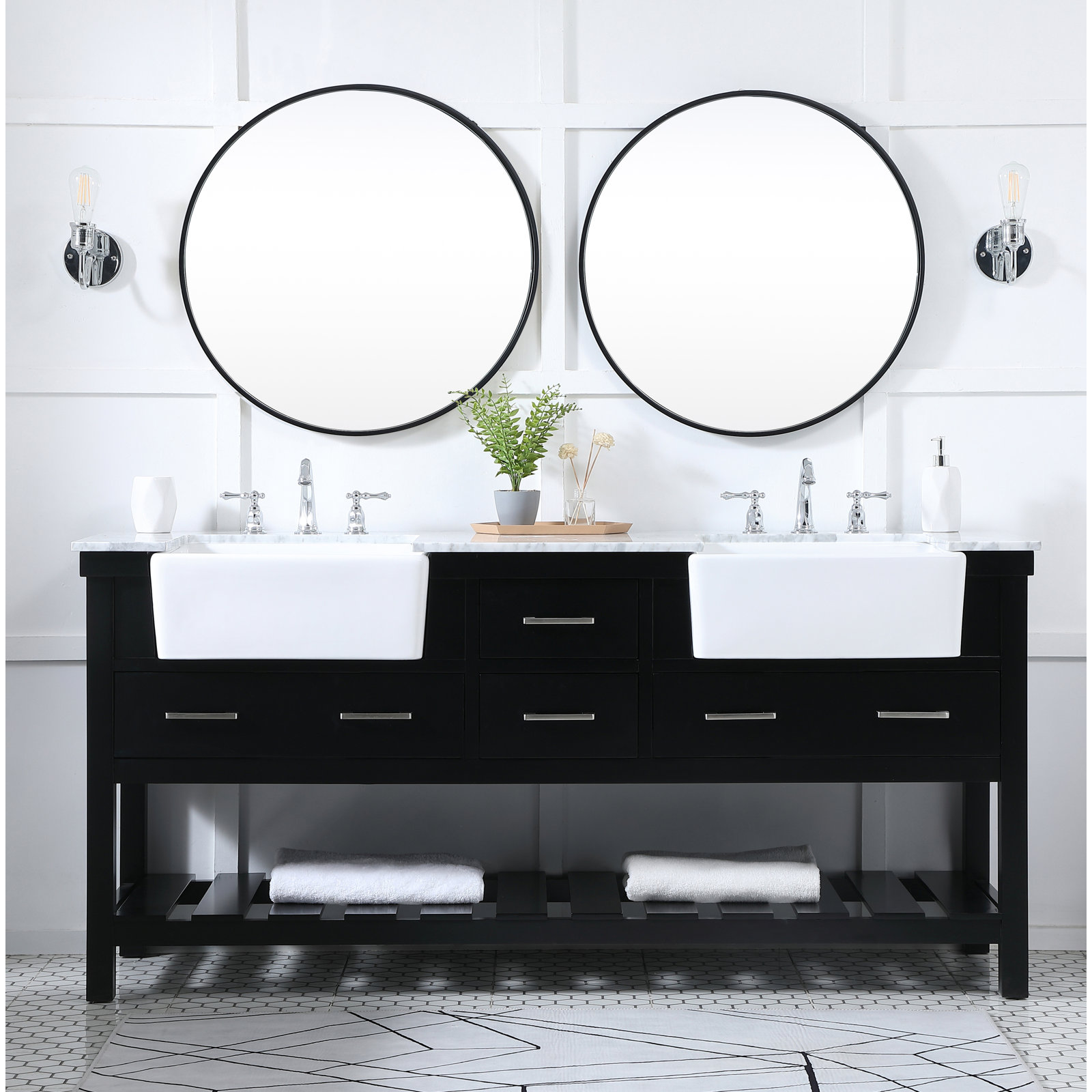 Pelaghia 72'' Double Bathroom Vanity, Black