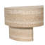 Table basse irrégulière avec plateau rabattable et compartiment de rangement caché
