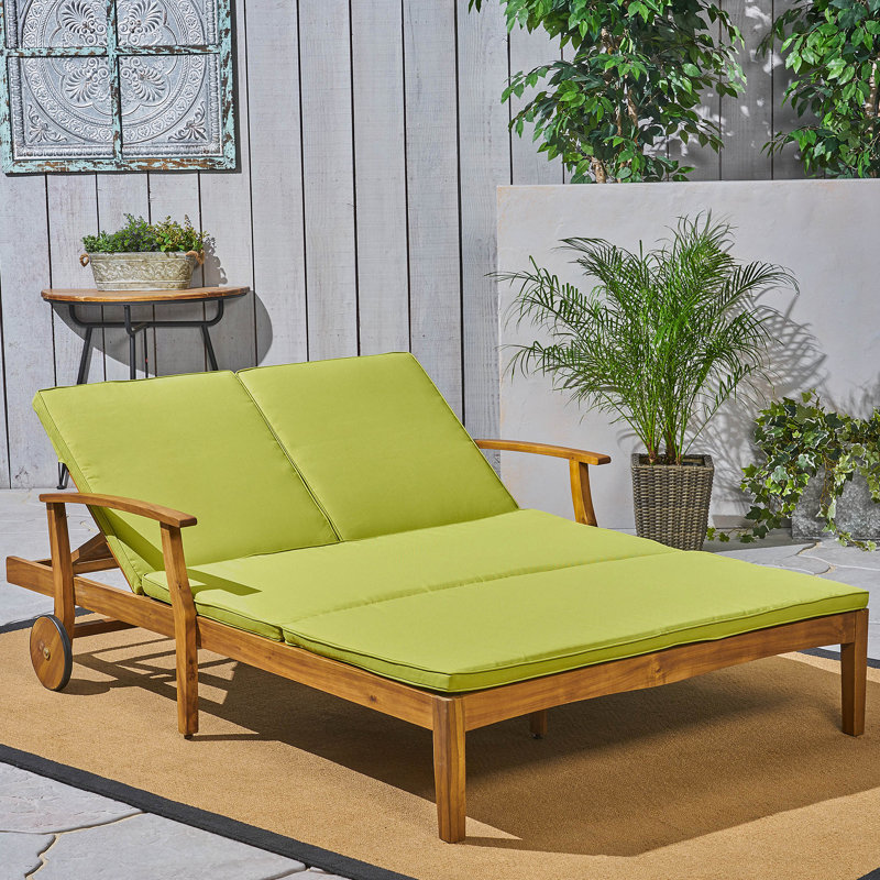 Double chaise longue de patio avec coussin, Vert