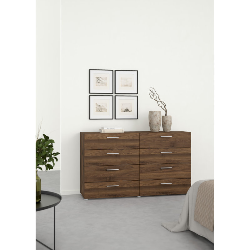 Gianna 8 Drawer 55.12" W Double Dresser, Walnut