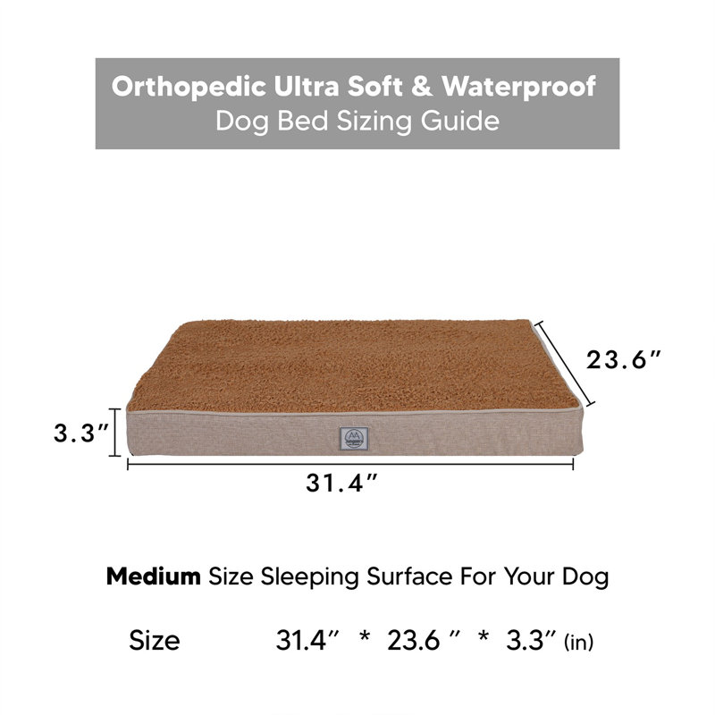 Jungolica Orthopedic Pet Bed, 80cm H x 60cm W x 8cm D, Brown