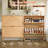 16 Pairs Shoe Cabinet with 2 Flip Drawers and Adjustable Shelves, Narrow Wood Shoe Storage with Fluted Arched Front-761172846